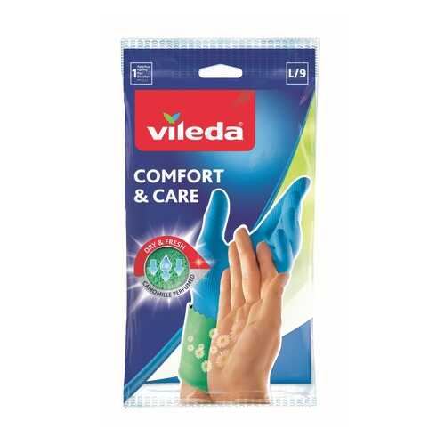 Перчатки для уборки Vileda Comfort & Care с кремом для чувствительной кожи рук размер L в Четыре глаза