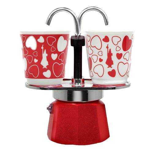 Набор Bialetti Bicchierini кофеварка мини экспресс на 2 порции и 2 чашки, сердечки в Четыре глаза